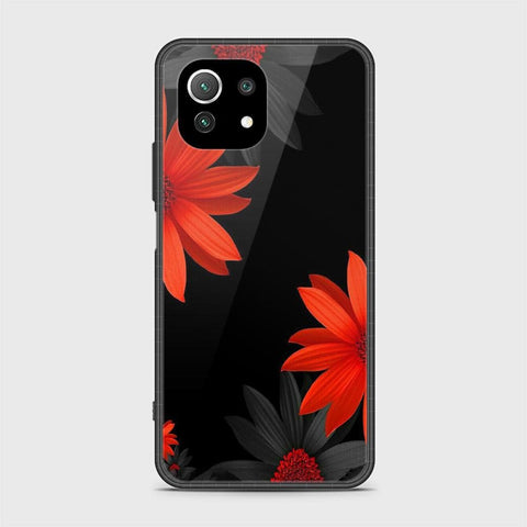 Xiaomi Mi 11 Lite Cover - Floral Series 2 - HQ Ultra Shine Premium Infinity Glass Soft Silicon Borders Case