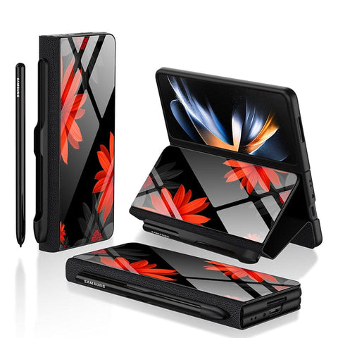 Samsung Galaxy Z Fold 3 5G Cover- Floral Series 2 - HQ Ultra Shine Premium Infinity Glass Soft Silicon Borders Case