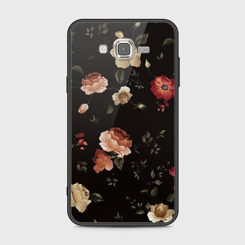 Samsung Galaxy J7 2015 Cover - Floral Series 2 - HQ Ultra Shine Premium Infinity Glass Soft Silicon Borders Case