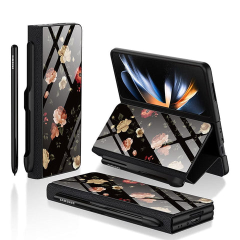Samsung Galaxy Z Fold 3 5G Cover- Floral Series 2 - HQ Ultra Shine Premium Infinity Glass Soft Silicon Borders Case