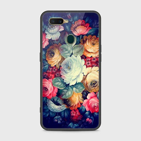 Oppo A7 Cover - Floral Series 2 - HQ Ultra Shine Premium Infinity Glass Soft Silicon Borders Case