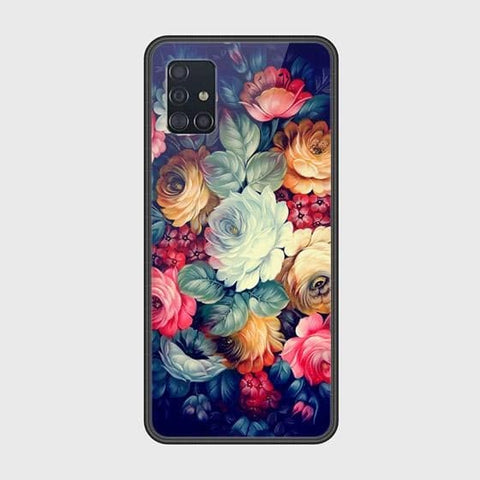 Samsung Galaxy A51 Cover - Floral Series 2 - HQ Ultra Shine Premium Infinity Glass Soft Silicon Borders Case