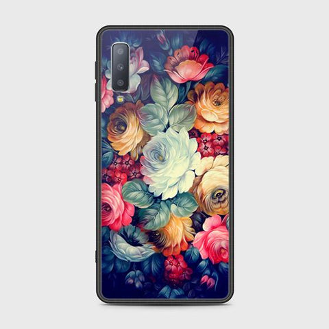 Samsung Galaxy A7 2018 Cover - Floral Series 2 - HQ Ultra Shine Premium Infinity Glass Soft Silicon Borders Case