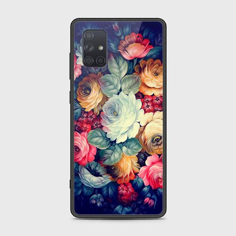 Samsung Galaxy A71 Cover - Floral Series 2 - HQ Ultra Shine Premium Infinity Glass Soft Silicon Borders Case