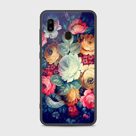 Samsung Galaxy A20 Cover - Floral Series 2 - HQ Ultra Shine Premium Infinity Glass Soft Silicon Borders Case