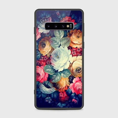 Samsung Galaxy S10 Cover - Floral Series 2 - HQ Ultra Shine Premium Infinity Glass Soft Silicon Borders Case
