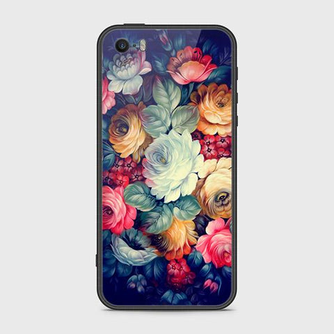 iPhone SE Cover - Floral Series 2 - HQ Ultra Shine Premium Infinity Glass Soft Silicon Borders Case