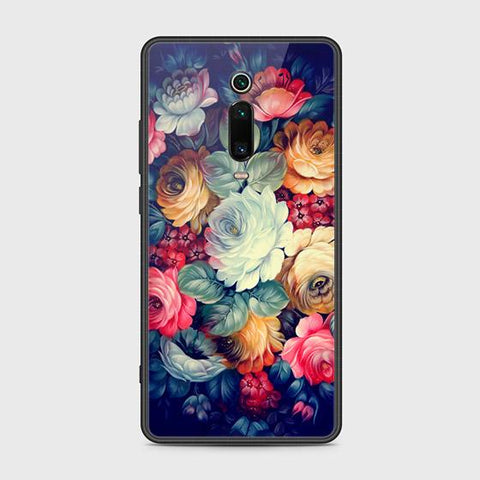 Xiaomi Mi 9T Cover - Floral Series 2 - HQ Ultra Shine Premium Infinity Glass Soft Silicon Borders Case