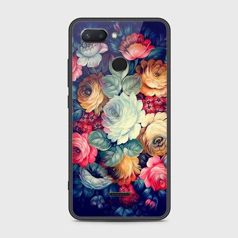 Xiaomi Redmi 6 Cover - Floral Series 2 - HQ Ultra Shine Premium Infinity Glass Soft Silicon Borders Case