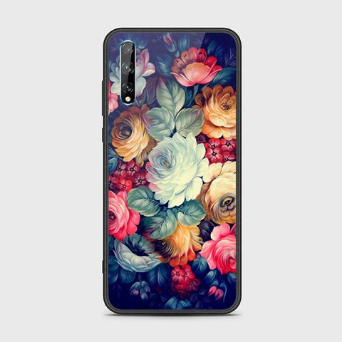 Huawei P Smart S Cover - Floral Series 2 - HQ Ultra Shine Premium Infinity Glass Soft Silicon Borders Case