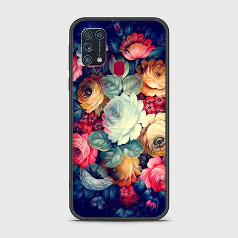 Samsung Galaxy M21 Cover - Floral Series 2 - HQ Ultra Shine Premium Infinity Glass Soft Silicon Borders Case