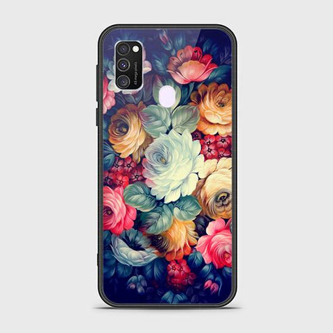 Samsung Galaxy M30s Cover - Floral Series 2 - HQ Ultra Shine Premium Infinity Glass Soft Silicon Borders Case