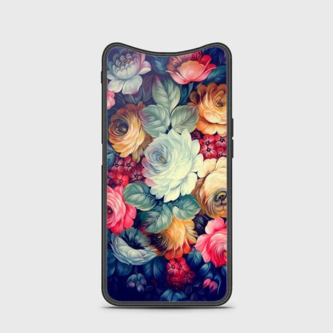 Oppo Find X Cover - Floral Series 2 - HQ Ultra Shine Premium Infinity Glass Soft Silicon Borders Case