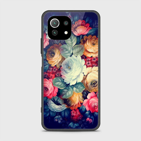 Xiaomi Mi 11 Lite Cover - Floral Series 2 - HQ Ultra Shine Premium Infinity Glass Soft Silicon Borders Case