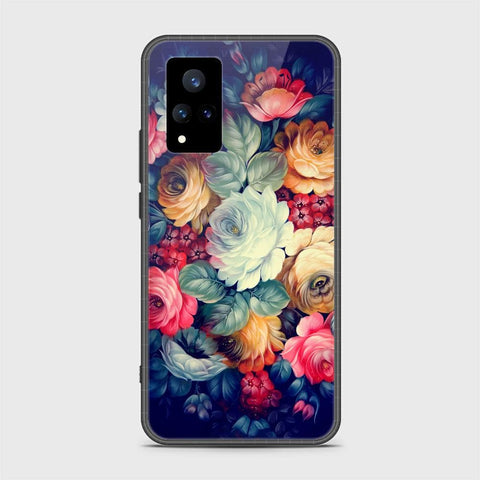 Vivo V21 Cover - Floral Series 2 - HQ Ultra Shine Premium Infinity Glass Soft Silicon Borders Case