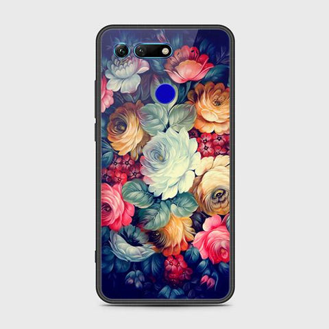 Huawei Honor View 20 Cover - Floral Series 2 - HQ Ultra Shine Premium Infinity Glass Soft Silicon Borders Case