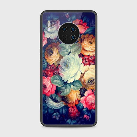 Huawei Mate 30 Cover - Floral Series 2 - HQ Ultra Shine Premium Infinity Glass Soft Silicon Borders Case