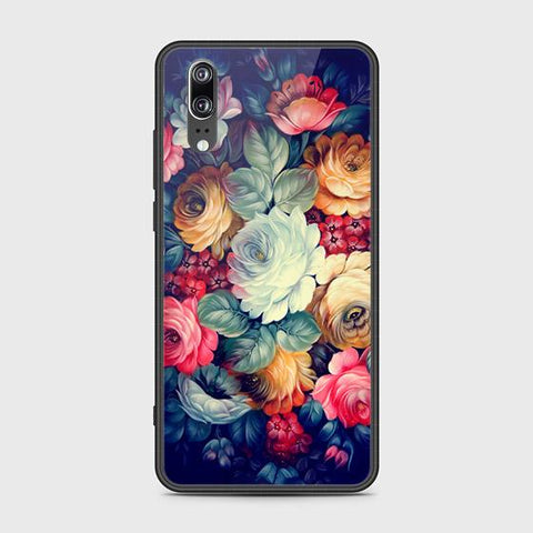 Huawei P20 Cover - Floral Series 2 - HQ Ultra Shine Premium Infinity Glass Soft Silicon Borders Case g10