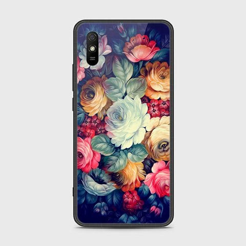 Xiaomi Redmi 9i Cover - Floral Series 2 - HQ Ultra Shine Premium Infinity Glass Soft Silicon Borders Case