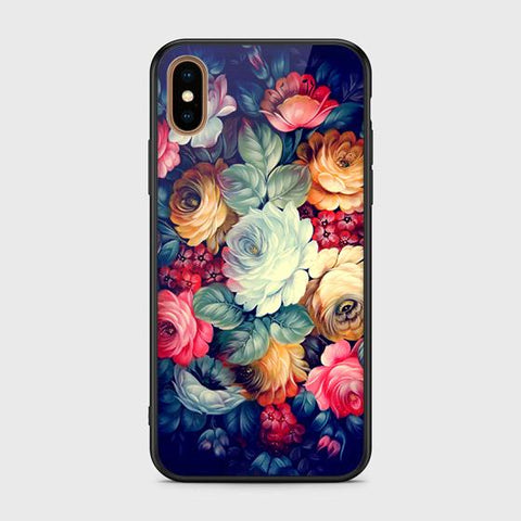 iPhone X Cover - Floral Series 2 - HQ Ultra Shine Premium Infinity Glass Soft Silicon Borders Case