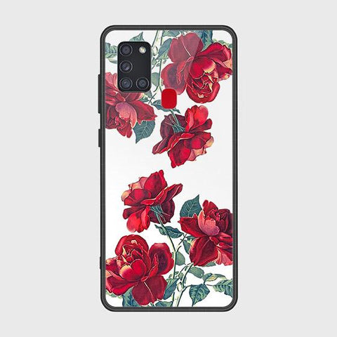 Samsung Galaxy A21s Cover - Floral Series 2 - HQ Ultra Shine Premium Infinity Glass Soft Silicon Borders Case