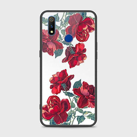 Realme 3 Cover - Floral Series 2 - HQ Ultra Shine Premium Infinity Glass Soft Silicon Borders Case