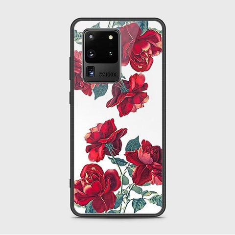 Samsung Galaxy S20 Ultra Cover - Floral Series 2 - HQ Ultra Shine Premium Infinity Glass Soft Silicon Borders Case
