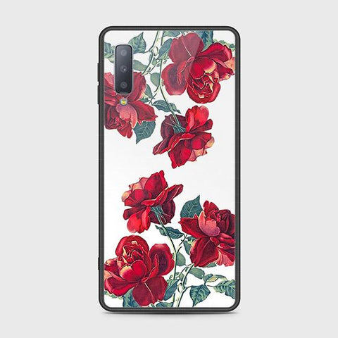 Samsung Galaxy A7 2018 Cover - Floral Series 2 - HQ Ultra Shine Premium Infinity Glass Soft Silicon Borders Case