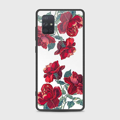 Samsung Galaxy A71 Cover - Floral Series 2 - HQ Ultra Shine Premium Infinity Glass Soft Silicon Borders Case