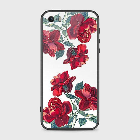 iPhone SE Cover - Floral Series 2 - HQ Ultra Shine Premium Infinity Glass Soft Silicon Borders Case