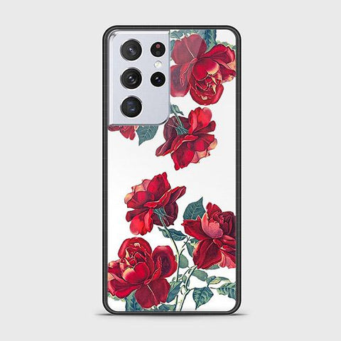 Samsung Galaxy S21 Ultra 5G Cover - Floral Series 2 - HQ Ultra Shine Premium Infinity Glass Soft Silicon Borders Case