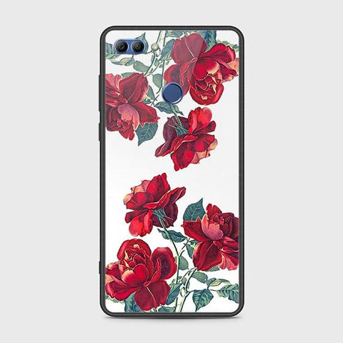 Huawei Y9 2018 Cover - Floral Series 2 - HQ Ultra Shine Premium Infinity Glass Soft Silicon Borders Case