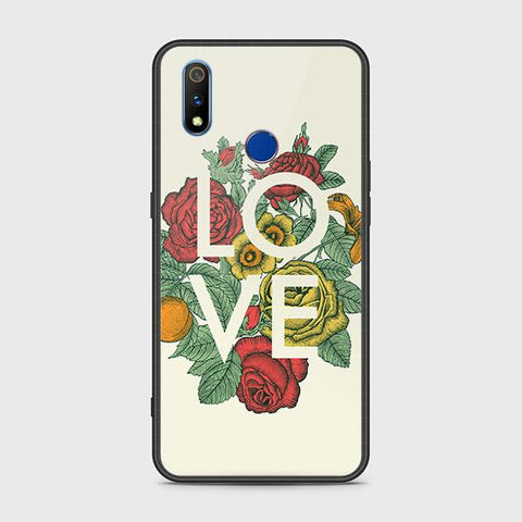 Realme 3 Cover - Floral Series 2 - HQ Ultra Shine Premium Infinity Glass Soft Silicon Borders Case