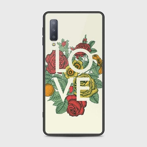 Samsung Galaxy A7 2018 Cover - Floral Series 2 - HQ Ultra Shine Premium Infinity Glass Soft Silicon Borders Case