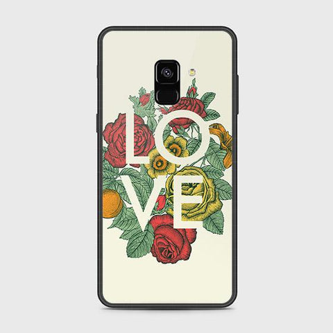 Samsung Galaxy A8 2018 Cover - Floral Series 2 - HQ Ultra Shine Premium Infinity Glass Soft Silicon Borders Case