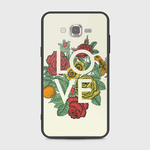 Samsung Galaxy J7 2015 Cover - Floral Series 2 - HQ Ultra Shine Premium Infinity Glass Soft Silicon Borders Case
