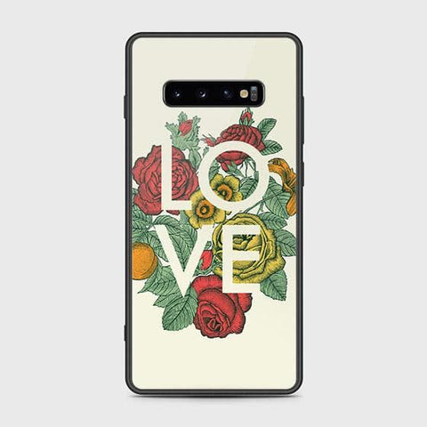 Samsung Galaxy S10 Plus Cover - Floral Series 2 - HQ Ultra Shine Premium Infinity Glass Soft Silicon Borders Case