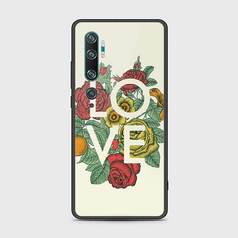 Xiaomi Mi Note 10 Cover - Floral Series 2 - HQ Ultra Shine Premium Infinity Glass Soft Silicon Borders Case