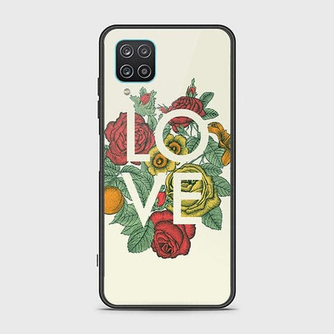 Samsung Galaxy A12 Cover - Floral Series 2 - HQ Ultra Shine Premium Infinity Glass Soft Silicon Borders Case