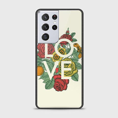 Samsung Galaxy S21 Ultra 5G Cover - Floral Series 2 - HQ Ultra Shine Premium Infinity Glass Soft Silicon Borders Case