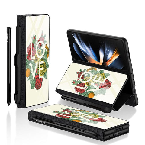 Samsung Galaxy Z Fold 3 5G Cover- Floral Series 2 - HQ Ultra Shine Premium Infinity Glass Soft Silicon Borders Case