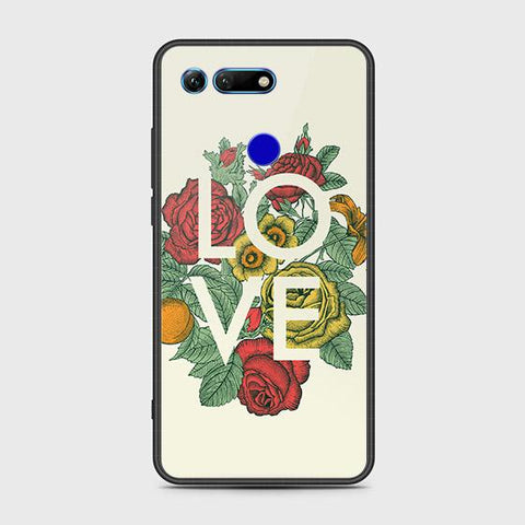 Huawei Honor View 20 Cover - Floral Series 2 - HQ Ultra Shine Premium Infinity Glass Soft Silicon Borders Case