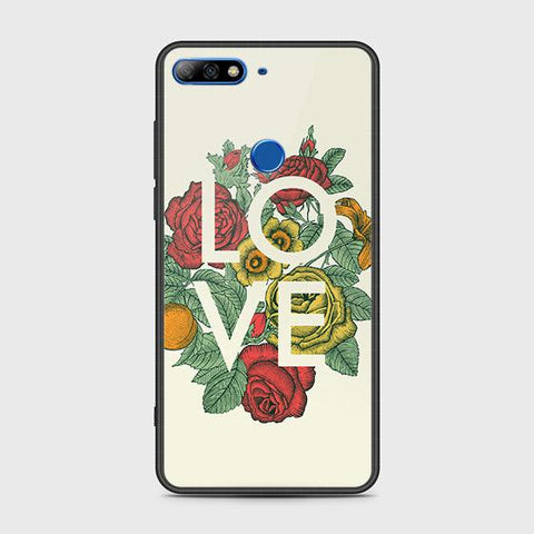 Huawei Y7 2018 Cover - Floral Series 2 - HQ Ultra Shine Premium Infinity Glass Soft Silicon Borders Case