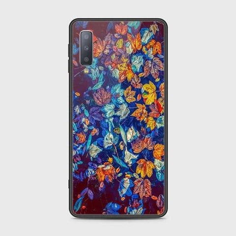 Samsung Galaxy A7 2018 Cover - Floral Series 2 - HQ Ultra Shine Premium Infinity Glass Soft Silicon Borders Case