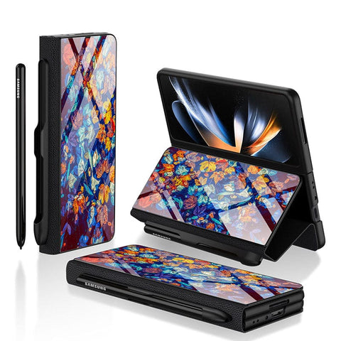 Samsung Galaxy Z Fold 3 5G Cover- Floral Series 2 - HQ Ultra Shine Premium Infinity Glass Soft Silicon Borders Case