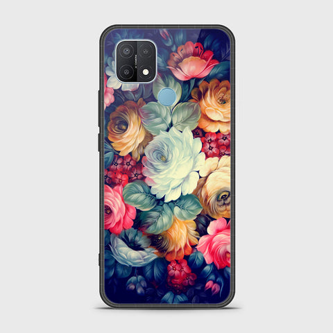 Oppo A35 Cover- Floral Series 2 - HQ Ultra Shine Premium Infinity Glass Soft Silicon Borders Case