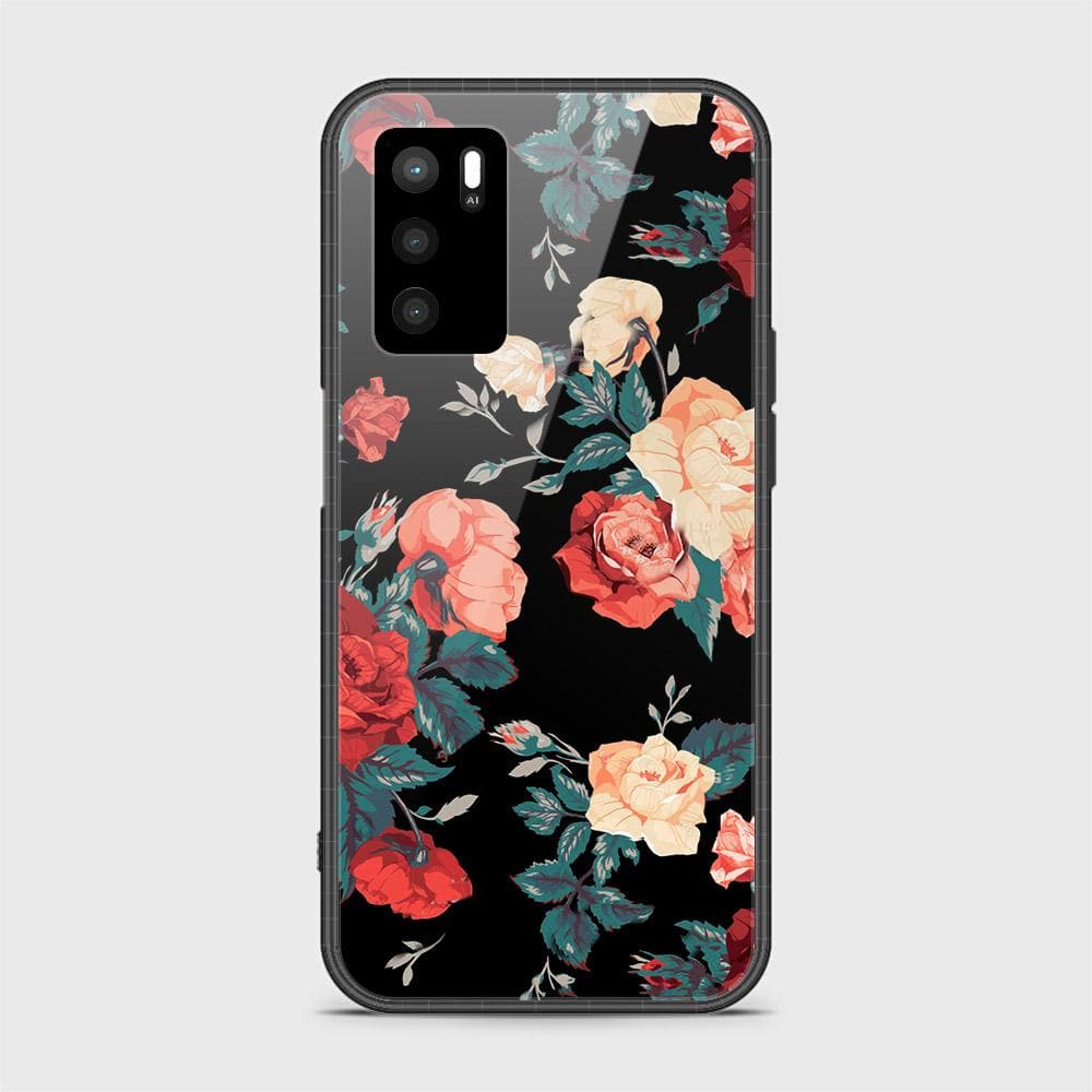 Oppo A16 Cover- Floral Series 2 - HQ Ultra Shine Premium Infinity Glass Soft Silicon Borders Case