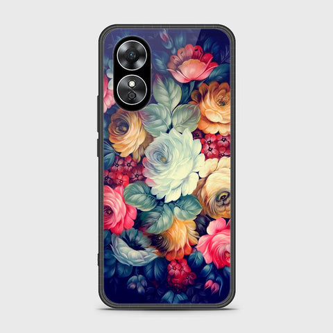 Oppo A17 Cover- Floral Series 2 - HQ Ultra Shine Premium Infinity Glass Soft Silicon Borders Case