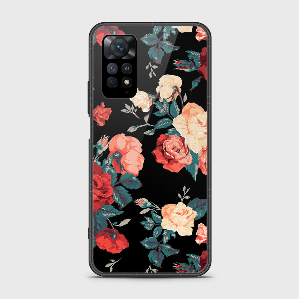 Xiaomi Redmi Note 11 Cover- Floral Series 2 - HQ Ultra Shine Premium Infinity Glass Soft Silicon Borders Case (Fast Delivery)