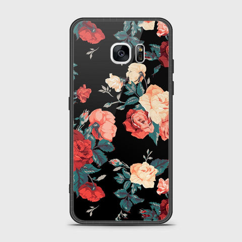 Samsung Galaxy S7 Edge Cover- Floral Series 2 - HQ Ultra Shine Premium Infinity Glass Soft Silicon Borders Case